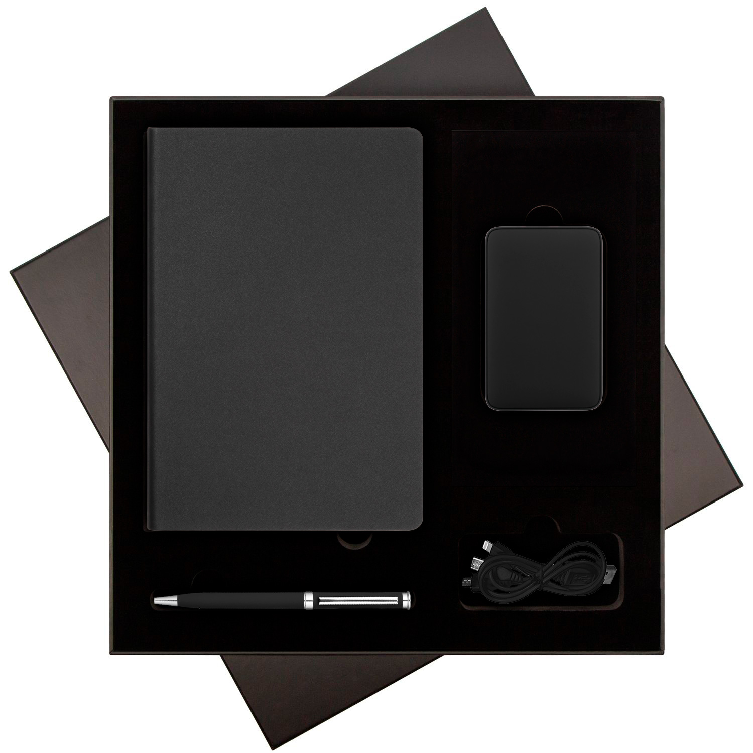 Подарочный набор Star, черный (ежедневник, ручка, аккумулятор)-0