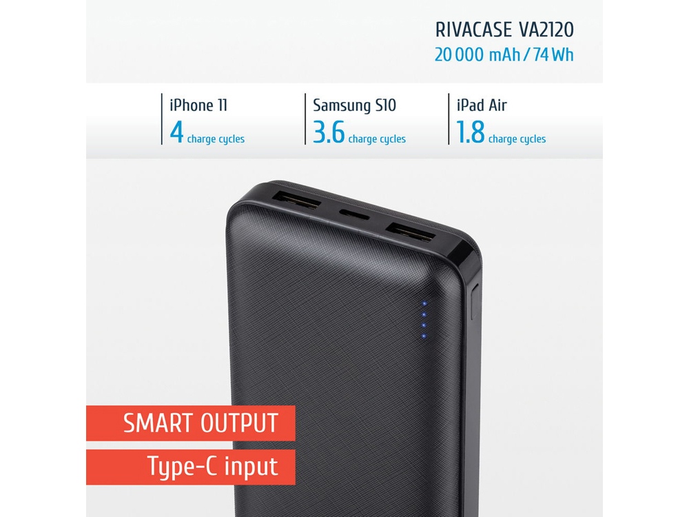 RIVACASE VA2120 (20000mAh), внешний аккумулятор /24-15
