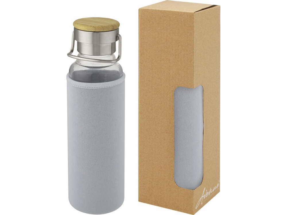 Thor, стеклянная бутылка объемом 660 мл с неопреновым чехлом, серый-0