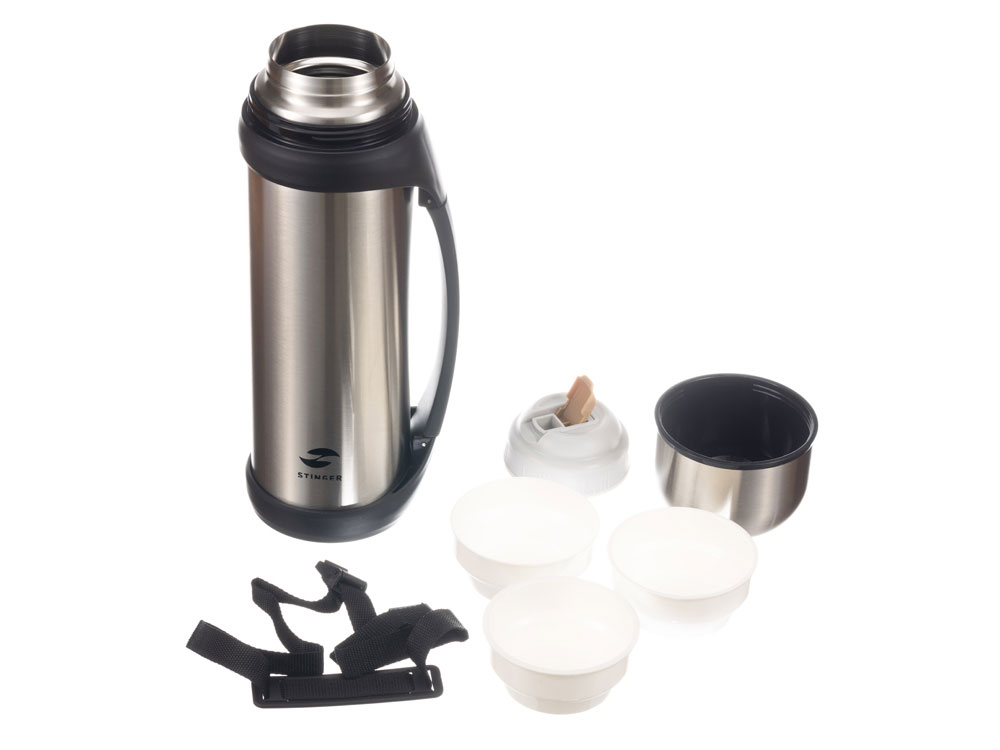 Термос Stinger, 2,2 л, широкий с ручкой, нержавеющая сталь, серебристый, 13,9 х 12,2 х 37,8 см-1