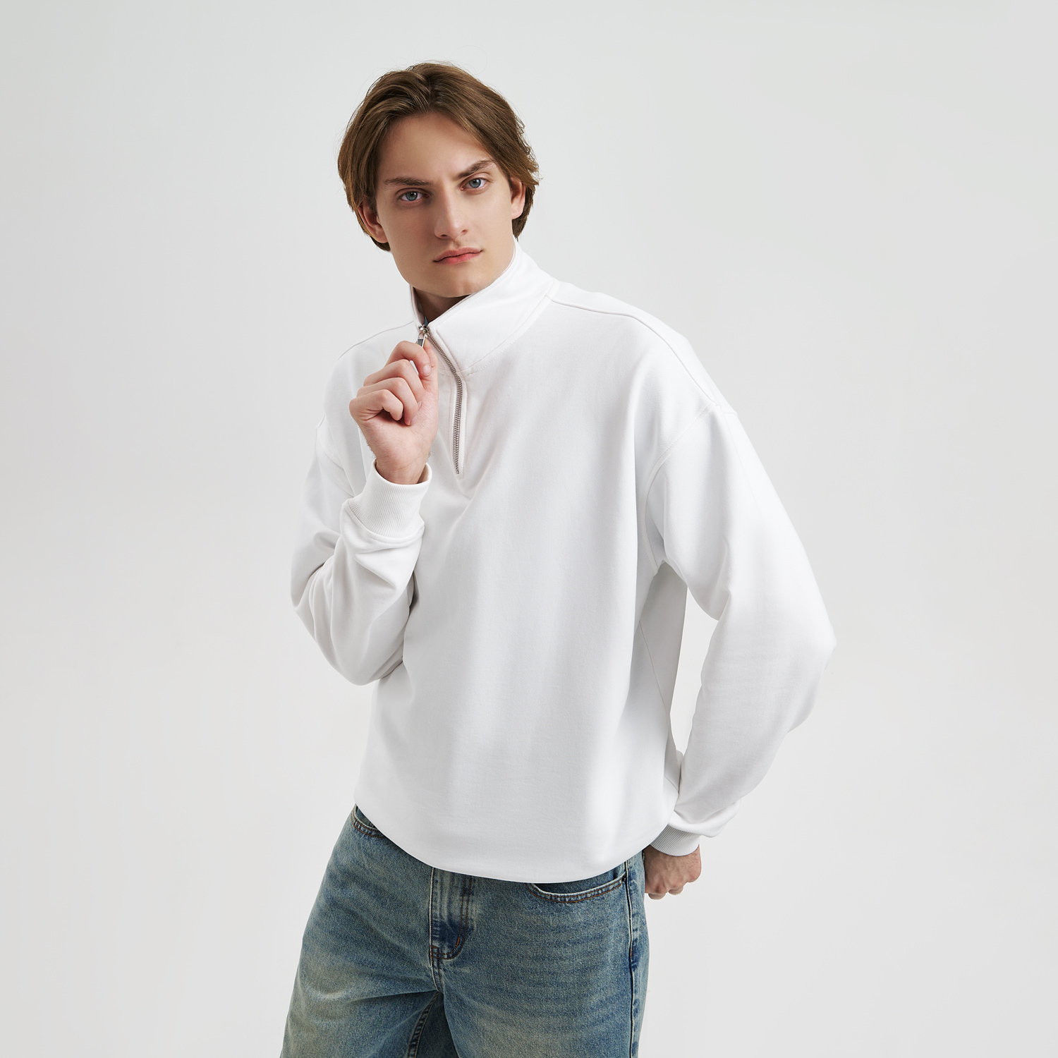 Толстовка на молнии унисекс FLOW, белая-10