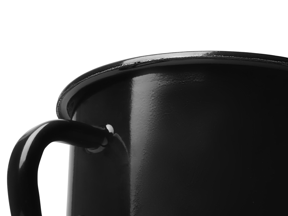 Кружка эмалированная с ободком, черная-5