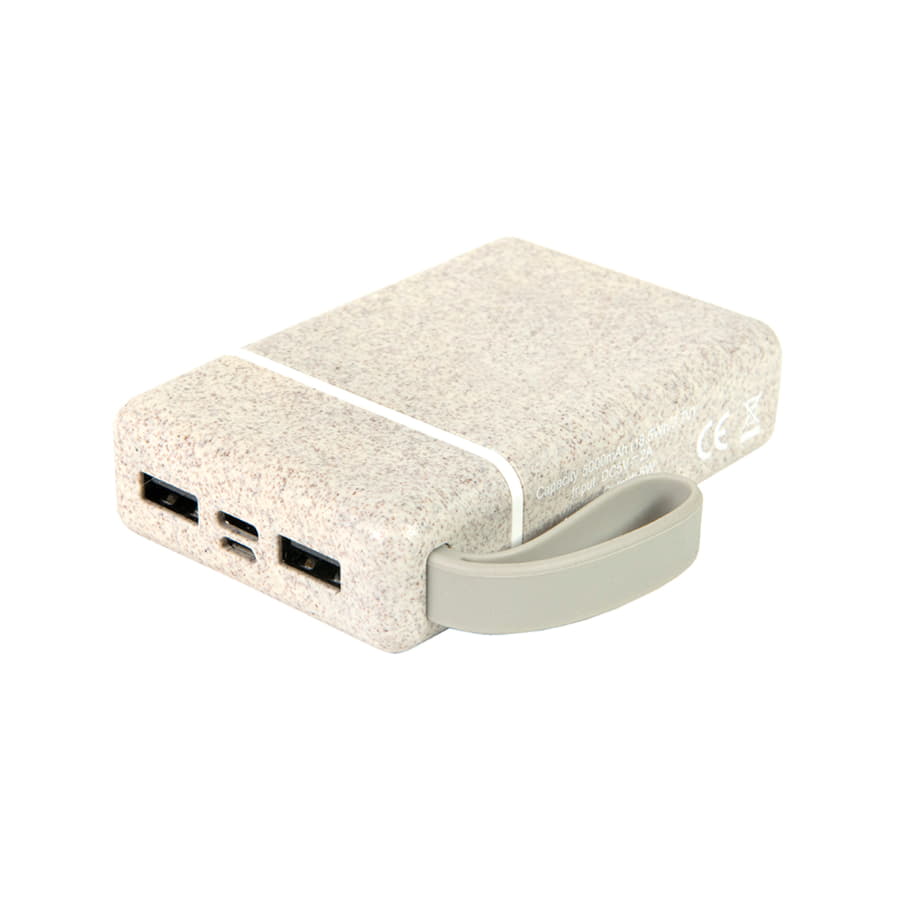 Универсальный аккумулятор WHEAT POWER 10, 10000 mAh, пластик с пшеничным волокном, натуральный-4