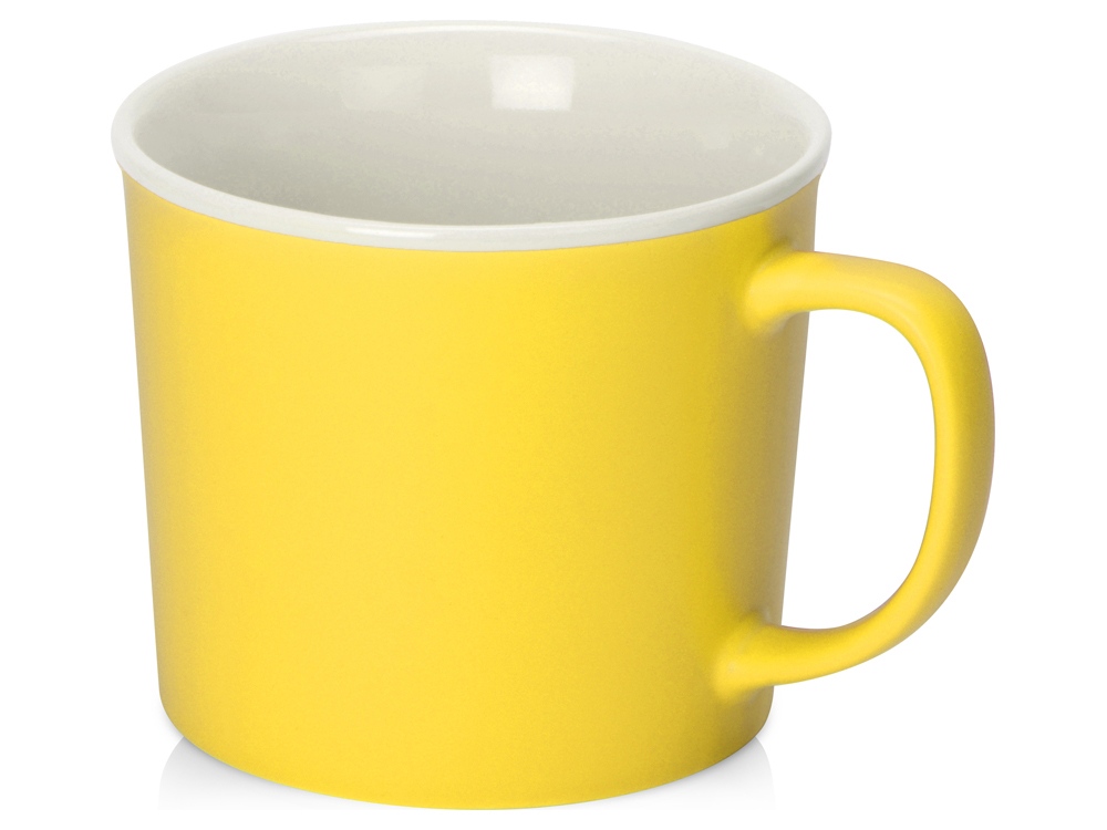 Матовая кружка Nancy 360 мл цветная снаружи, белая внутри, желтый-0