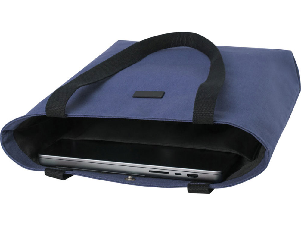 Универсальная эко-сумка Joey из холста, объемом 14 л, нэйви-4