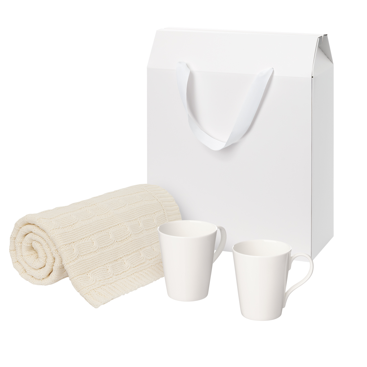 Подарочный набор Веста (Vesta), Фадо (Fado), бежевый в коробке-пакете (две фарфоровых кружки)-0