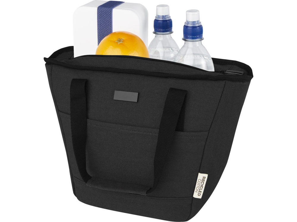 Пищевая сумка-холодильник Joey из брезента, переработанного по стандарту GRS, объемом 6 л на 9 банок, черный-3