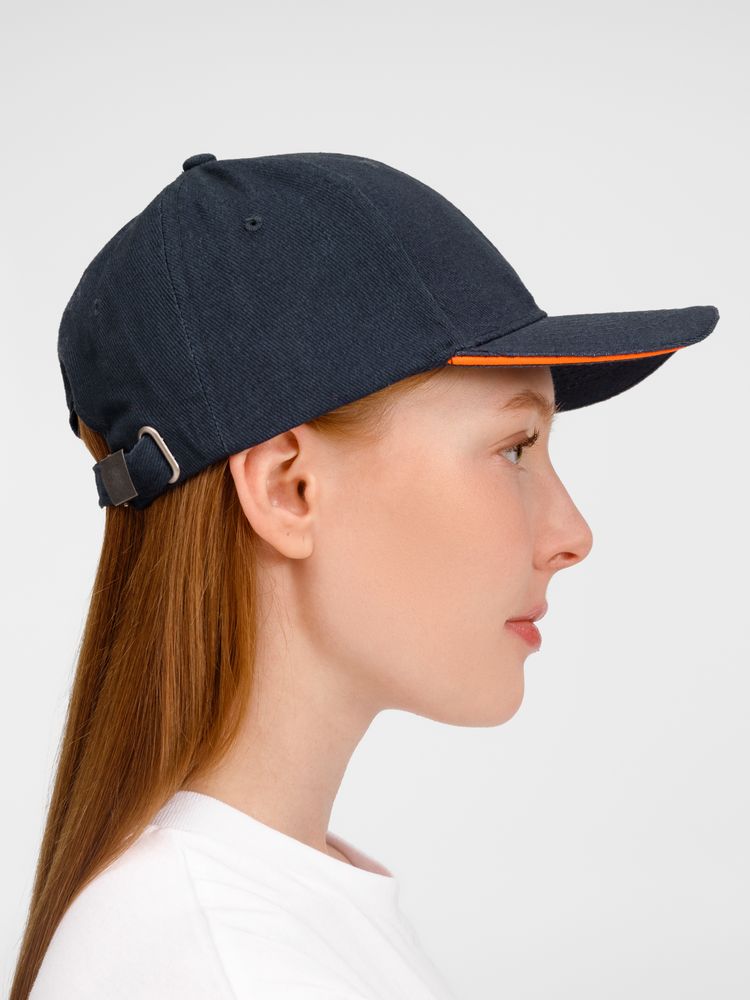 Бейсболка Buffalo, темно-синяя с неоново-оранжевым-4