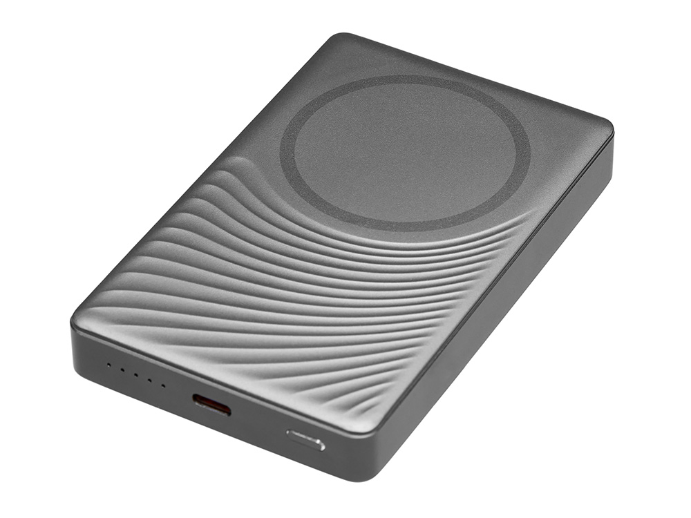 Магнитный беспроводной внешний аккумулятор, QC/PD Сёрф, 10000 мАч, серый-0