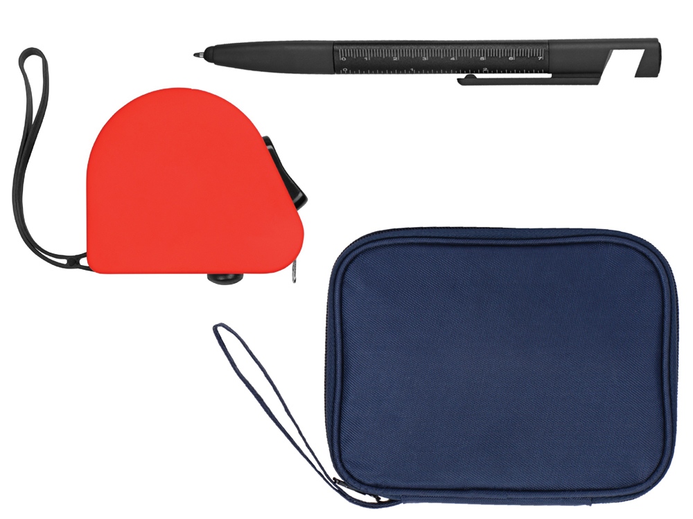 Подарочный набор с ручкой и рулеткой, красный-0