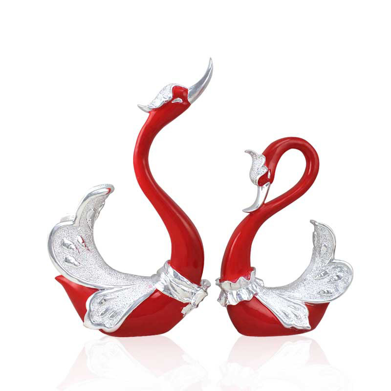 Набор статуэток &amp;quot;Влюбленные лебеди&amp;quot;, Красный-1
