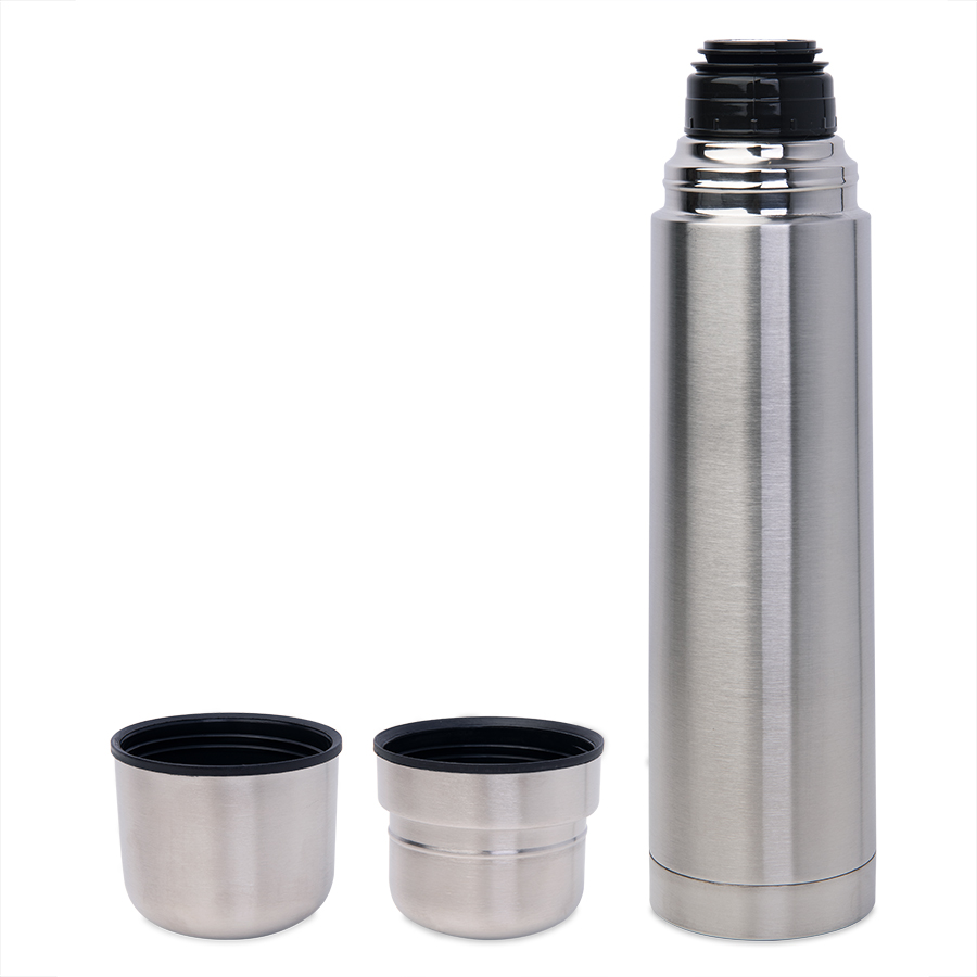 Термос ROMANTIC с двумя кружками, серебристый-0