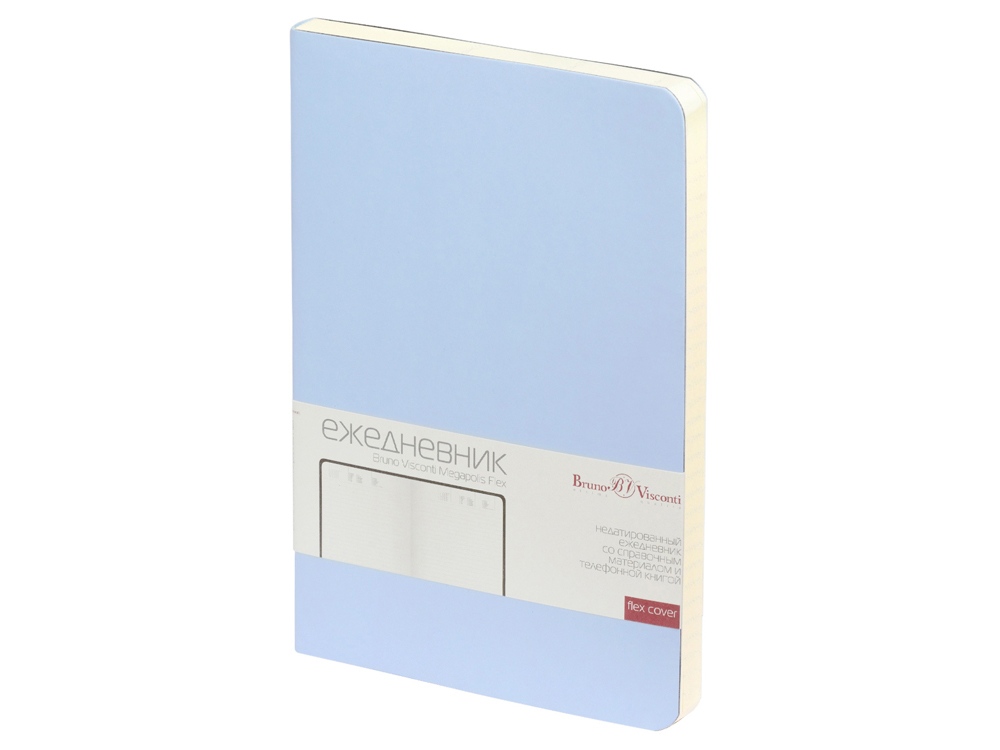 Ежедневник А5 недатированный Megapolis Velvet Flex, зефирный голубой-0