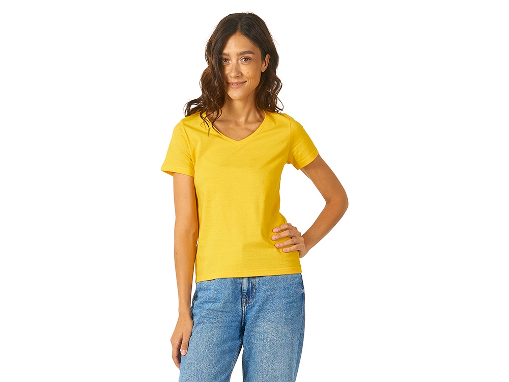 Футболка Heavy Super Club женская с V-образным вырезом, золотисто-желтый-2