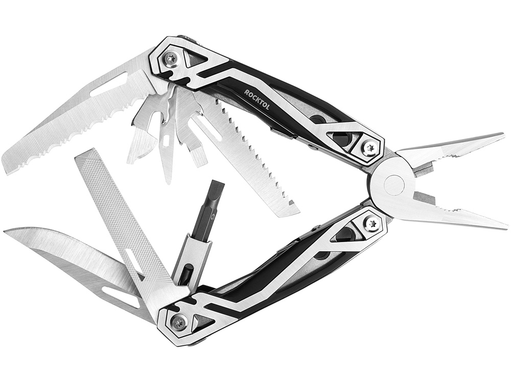 Мультитул Rocktol 21 в 1 с пружинными плоскогубцами, нержавеющая сталь, нейлоновый чехол-5
