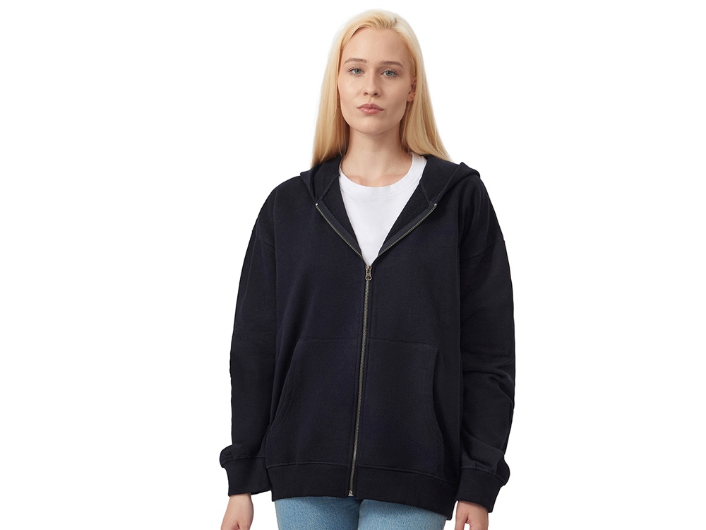 Толстовка оверсайз с капюшоном на молнии Monaco, темно-синий-2