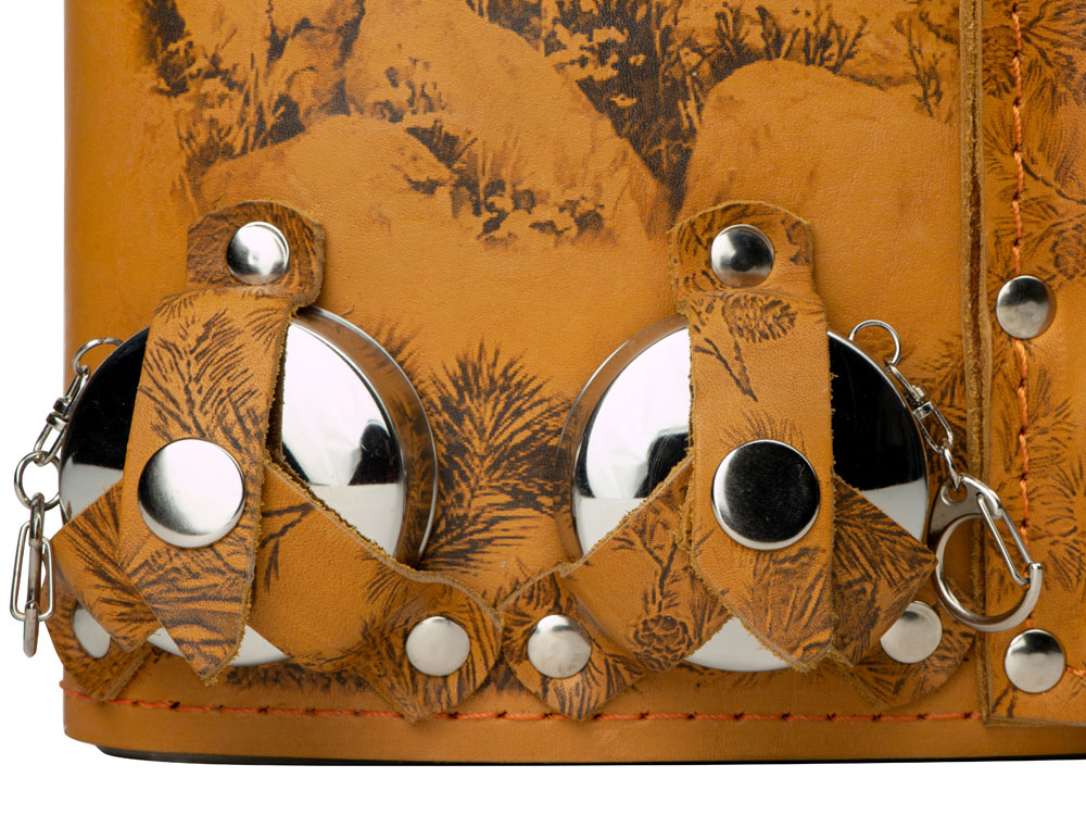 Набор Подарочный: фляга 511/2 (рыжая кожа), 2л+2 стаканчика+2 вилки-5