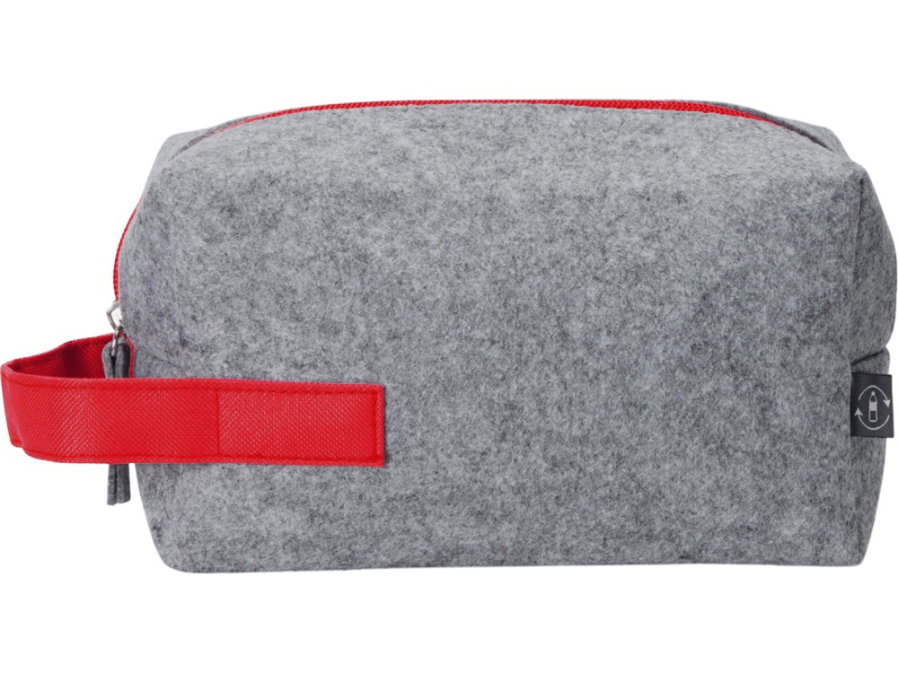 Органайзер для электроники и проводов Felt из RPET-фетра с ручкой, серый с красным-5