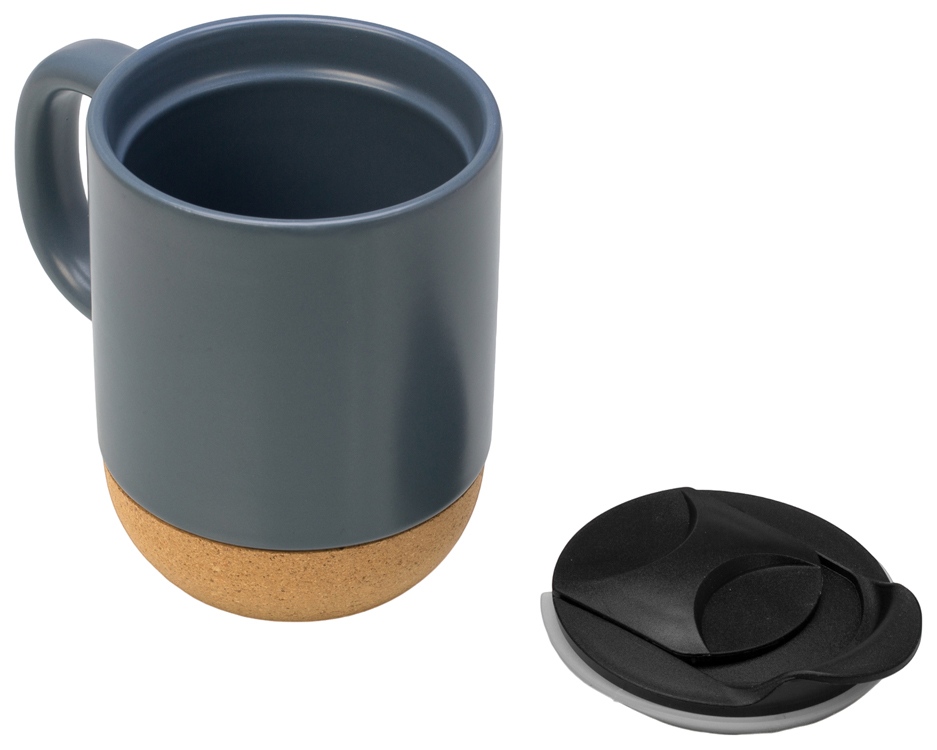 Кружка Denpasar с пробковым дном и крышкой, цветная с двух сторон, антрацит-3