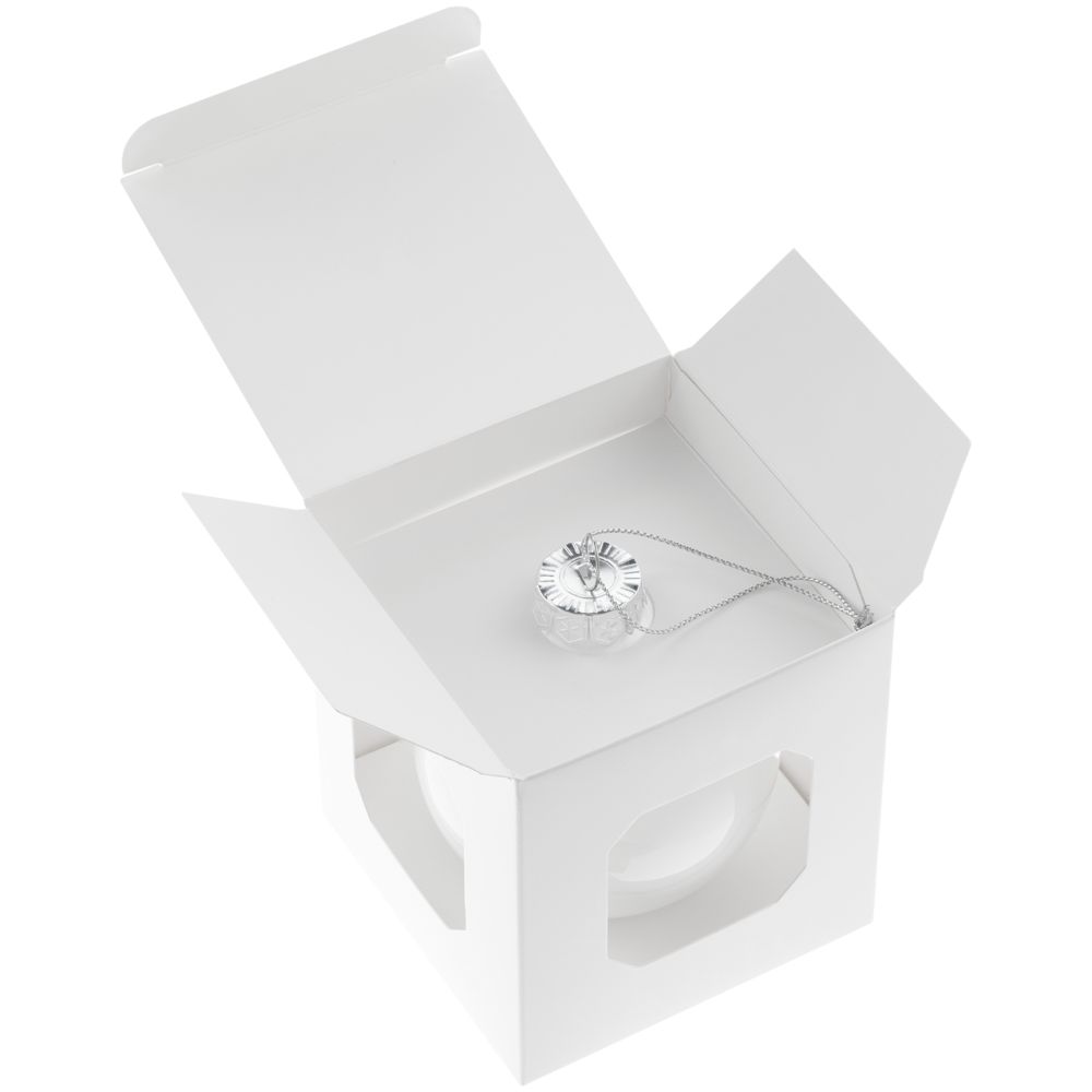 Елочный шар Finery Gloss, 8 см, глянцевый белый-1