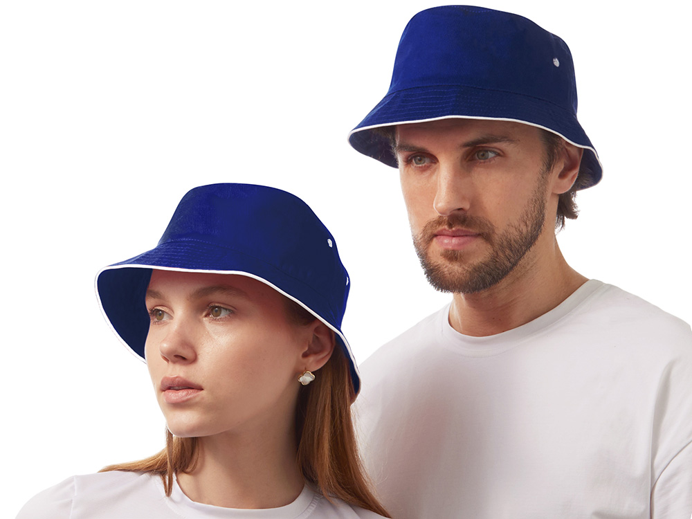 Панама с контрастной окантовкой , классический синий/белый-0