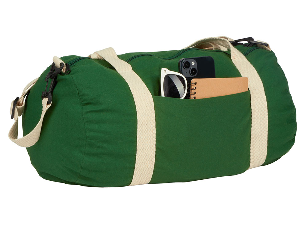 Хлопковая сумка Barrel Duffel, зеленый/бежевый-2