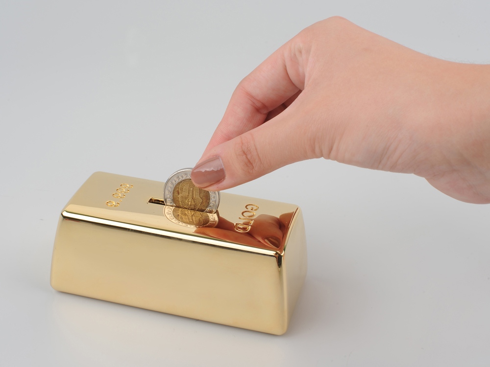 Копилка Слиток золота, золотистый-1