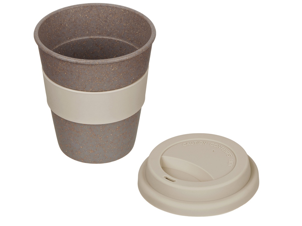 Стакан с силиконовой крышкой Cafe, beige-1