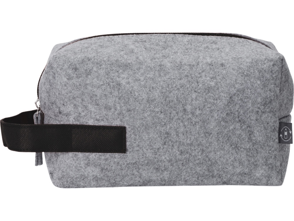 Органайзер для электроники и проводов Felt из RPET-фетра с ручкой, серый с черным-5