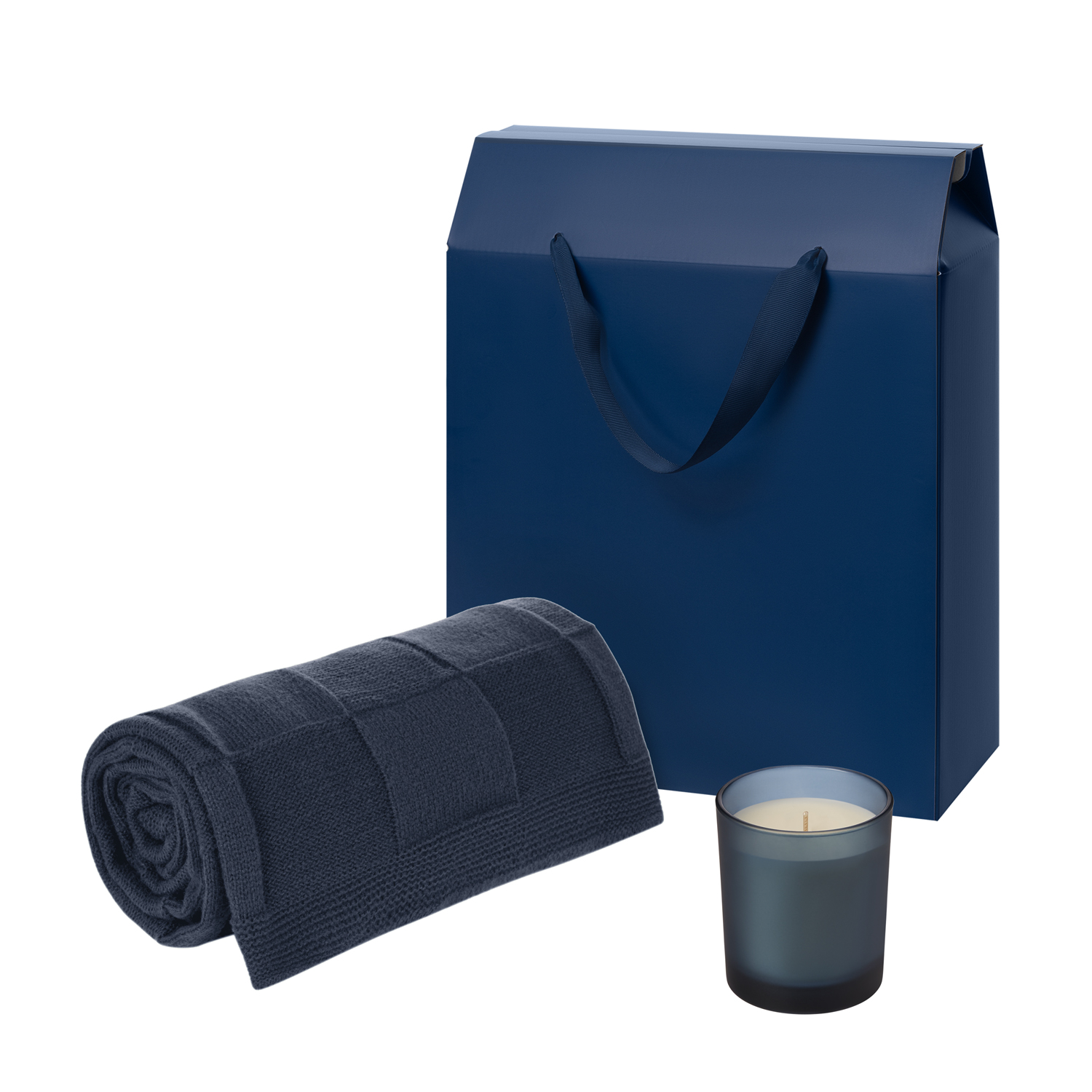 Подарочный набор Enigma. Cella Soft, синий (свеча, плед)-0