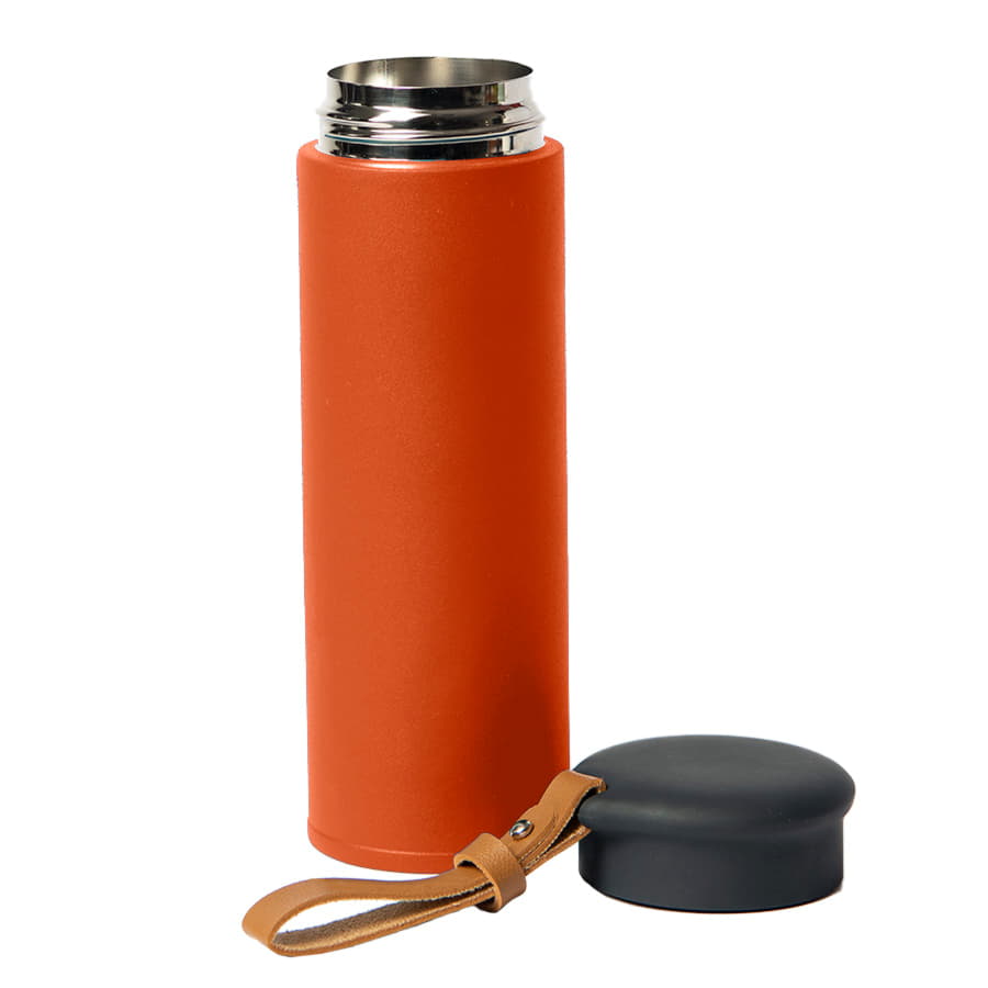 Термос вакуумный STRIPE, 450 мл, оранжевый, черный-1