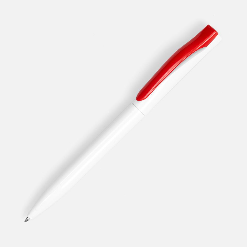 Ручка шариковая Pin, белая с красным-0