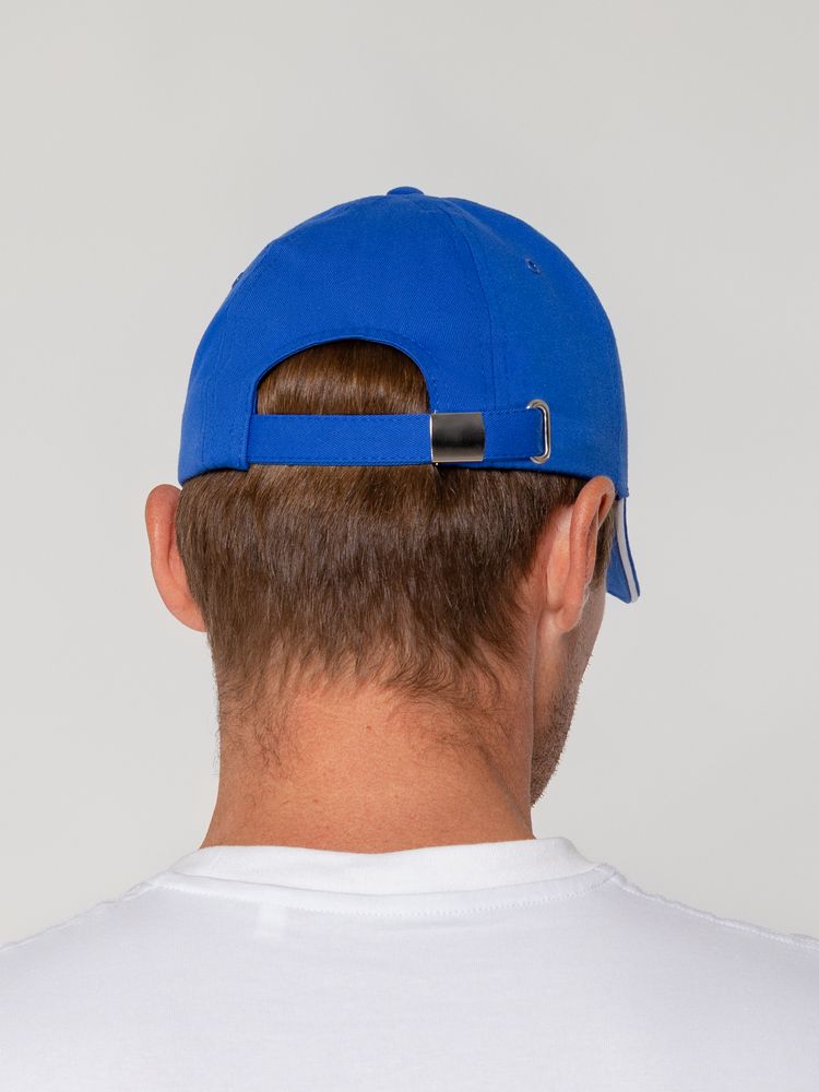 Бейсболка Canopy, ярко-синяя с белым кантом-7