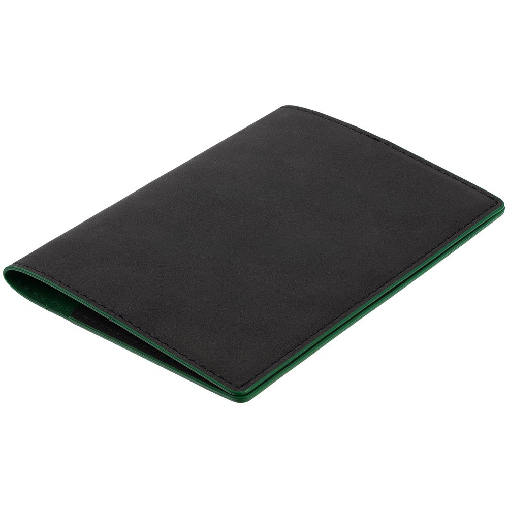 Обложка для паспорта Multimo, черная с зеленым-2