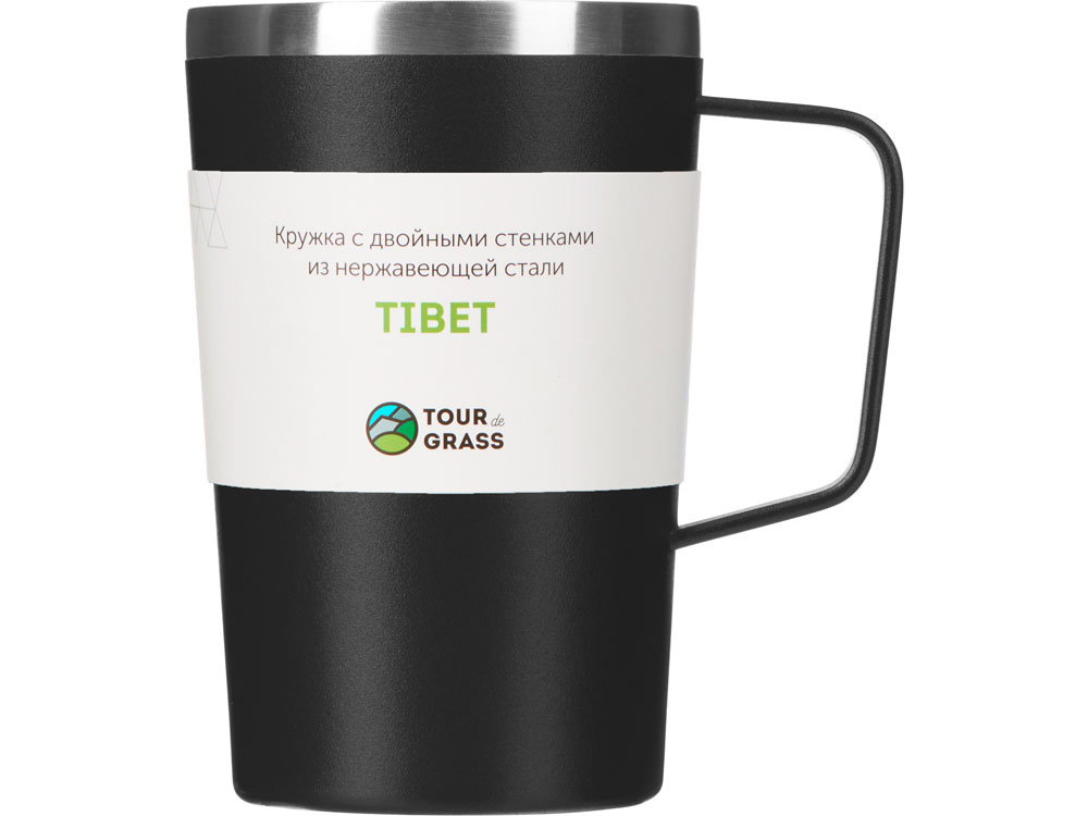Стальная кружка с двойными стенками и порошковым покрытием Tibet, черный-3