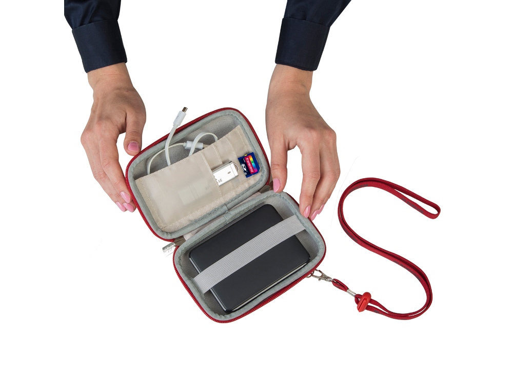 Чехол для жесткого диска из кожзама 9101, красный-12