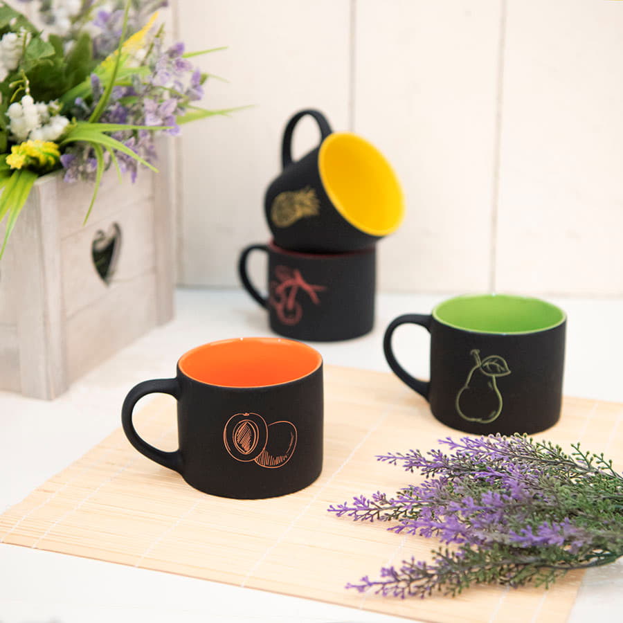 Кружка YASNA с покрытием SOFT-TOUCH, черный с синим, 310 мл, фарфор, черный, синий-6