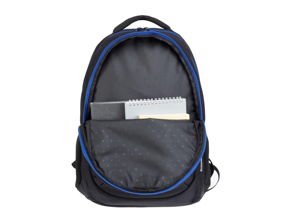 Рюкзак TORBER КЛАСС, черный с синей вставкой, полиэстер 900D, 45 x 32 x 16 см-4