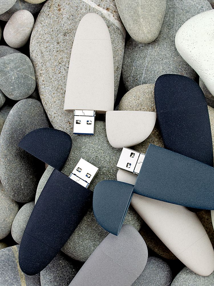 Флешка Pebble Universal, USB 3.0, серо-синяя, 32 Гб-6