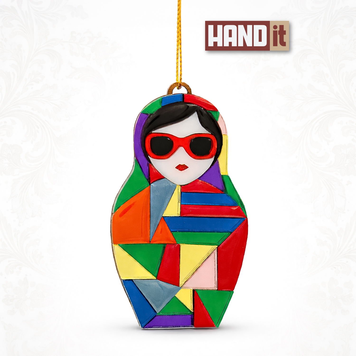 Ёлочная игрушка Матрешка с мозаикой (разноцветный)-0