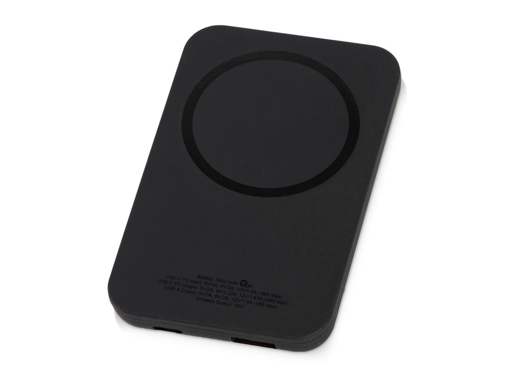 Магнитный беспроводной внешний аккумулятор MagnetIQ, 5000 mah, 10 W, черный-0