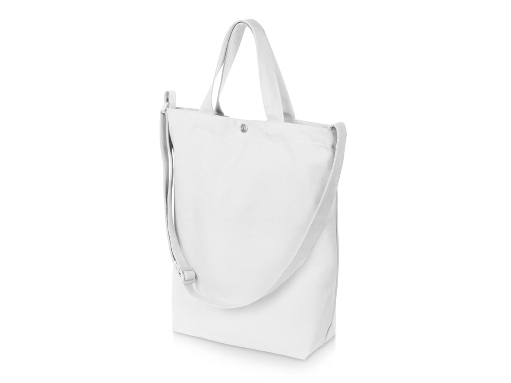 Сумка Helfer из хлопка на кнопке с регулирующейся лямкой, белый-0