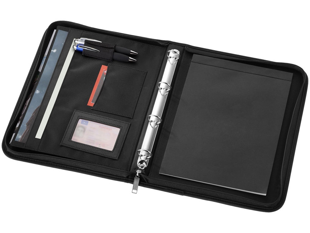 Папка А4 ''Stanford'' на молнии с блокнотом, черный-1