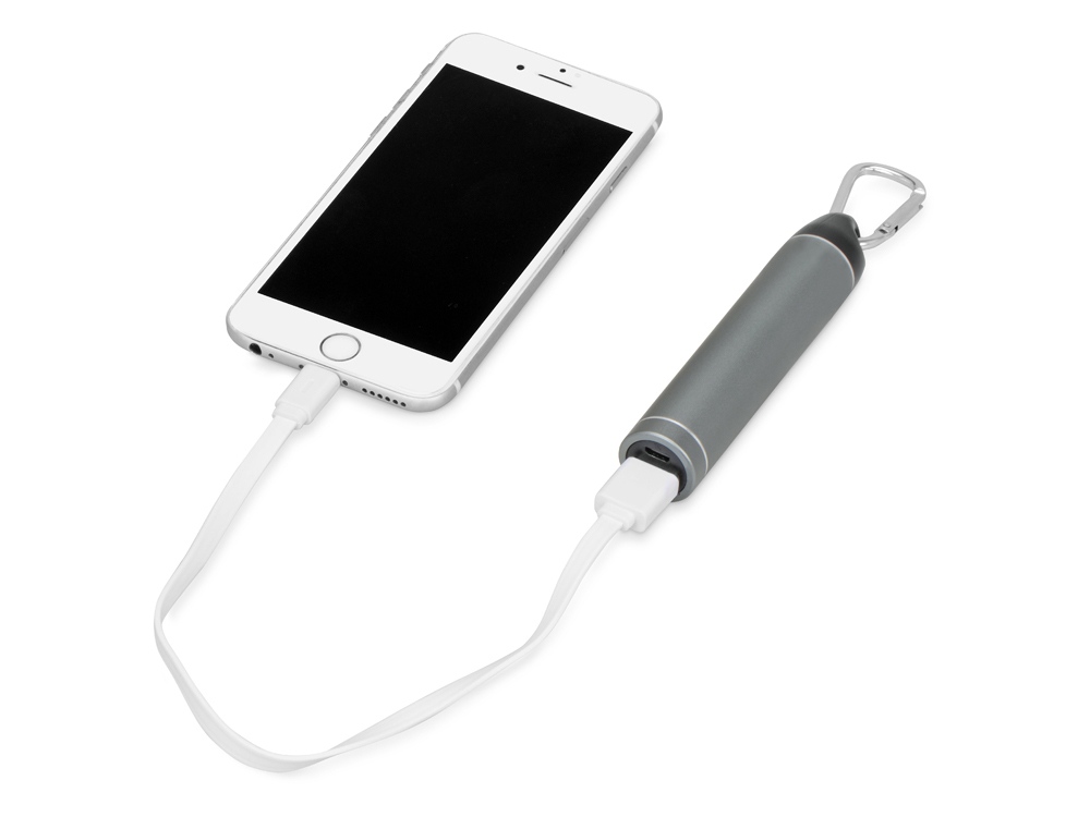 Портативное зарядное устройство Марс с карабином, 2600 mAh, серый-1
