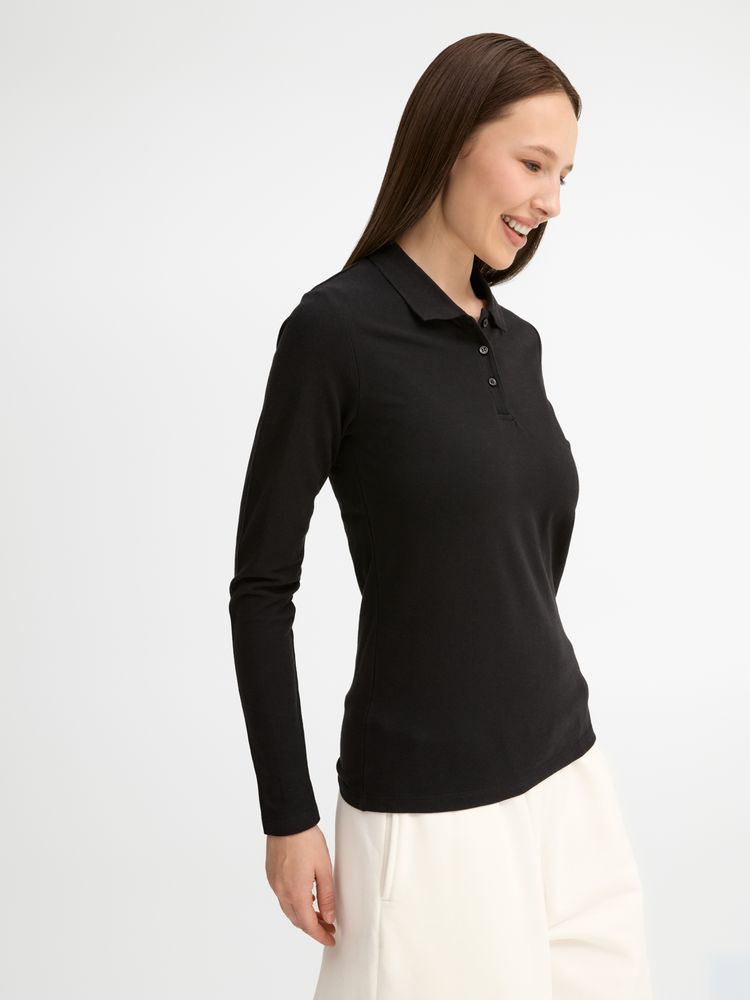 Рубашка поло женская с длинным рукавом Perfect LSL Women, черная-3