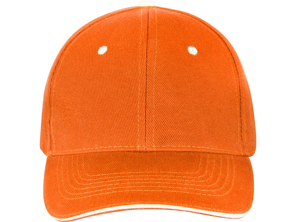 Бейсболка New Castle 6-ти панельная, оранжевый/белый-4