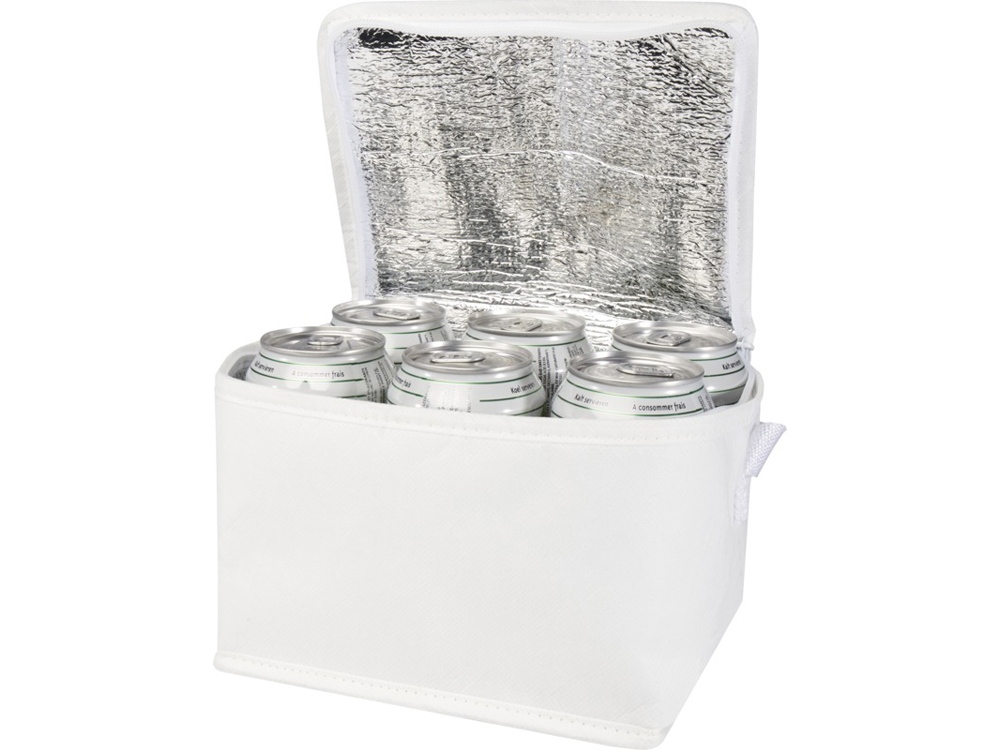 Spectrum нетканая сумка-холодильник, 4 л, на 6 банок, из переработанных материалов, белый-0