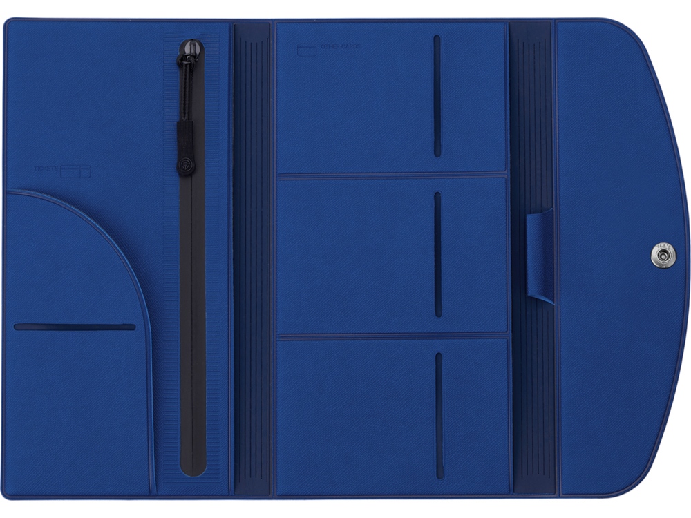 Органайзер для документов на кнопке с отделением для купюр и ручки, упаковка в индивидуальный пакет, синий/темно-синий-4