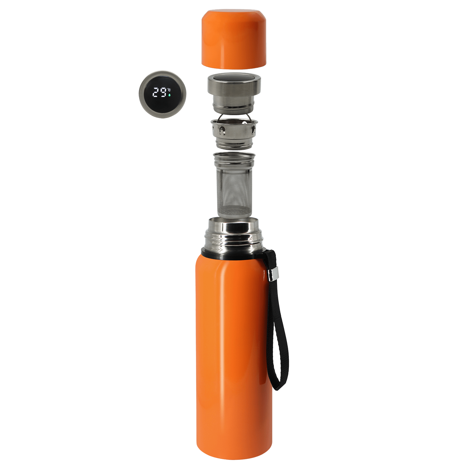 Термос S-travel New с датчиком температуры 600 мл. (оранжевый)-3