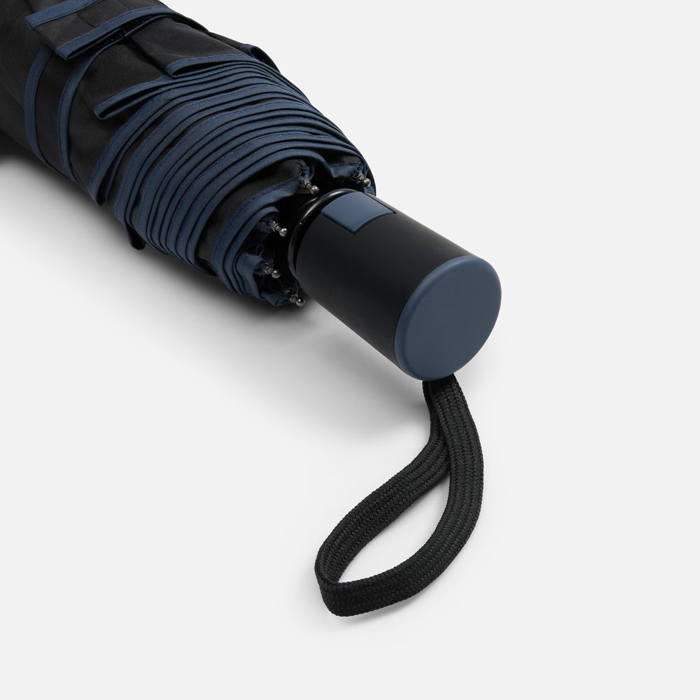 Зонт складной Edgeline, черный с синим-4